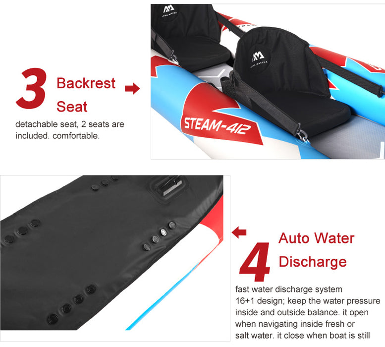 inflatable boat sport kayak STEAM canoe pvc dinghy raft pump seat drop-stitch floor laminated professional