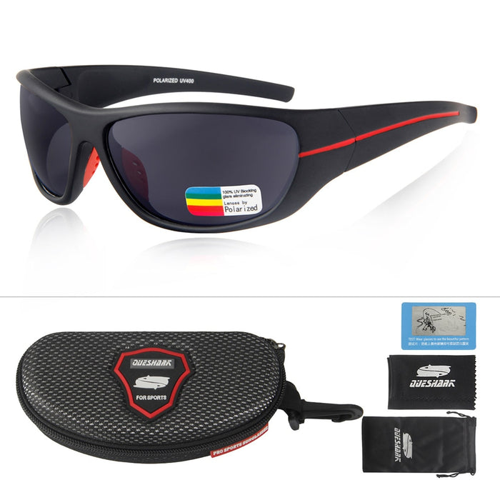 Queshark Professional TR90 Frame HD Polarized Sunglasses Black Lens
