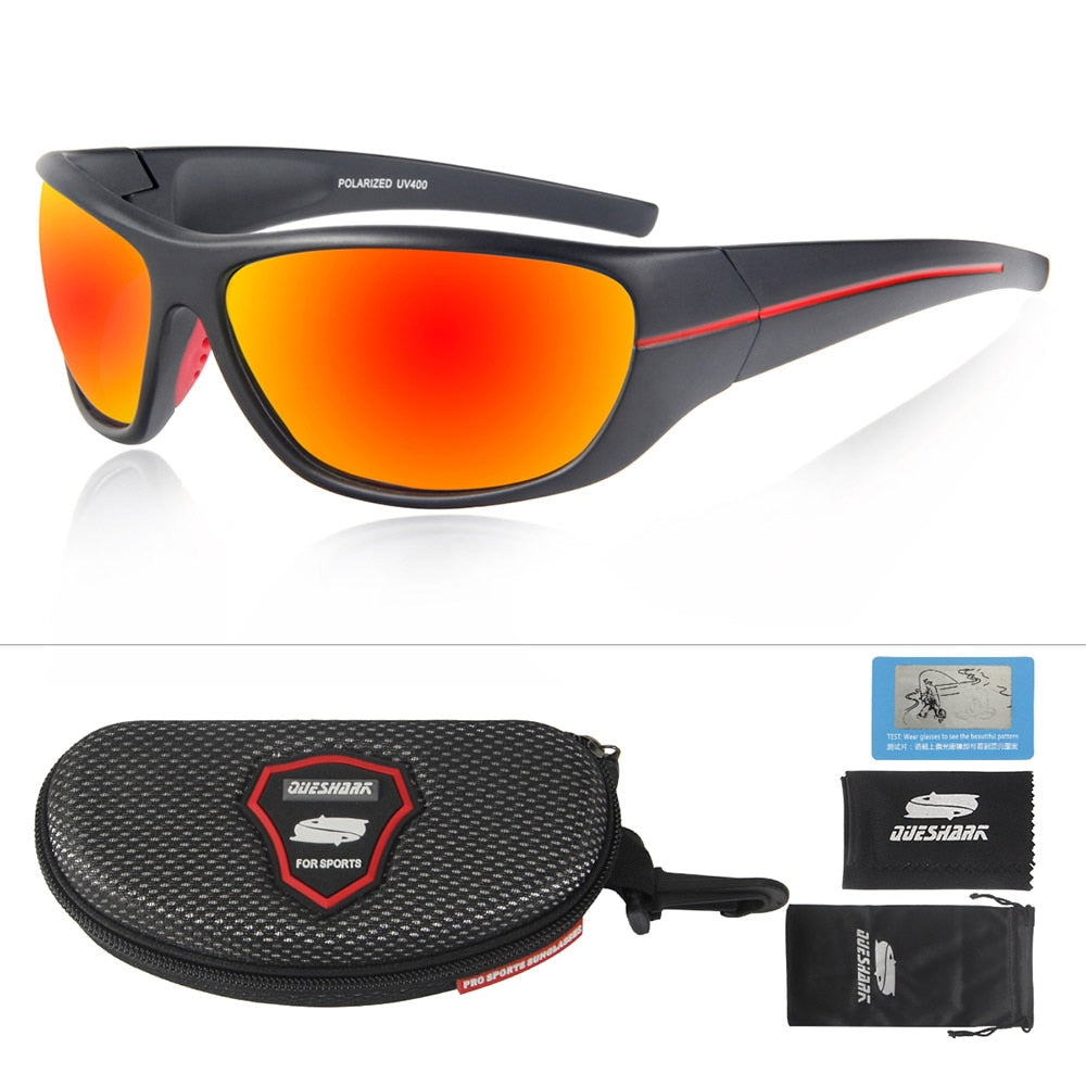 Queshark Professional TR90 Frame HD Polarized Sunglasses Red Lens
