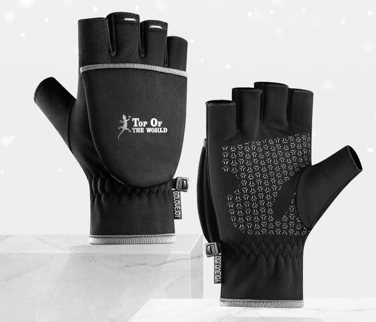 Waterproof Winter (Convertible Half Finger/Mittens) Fishing Gloves