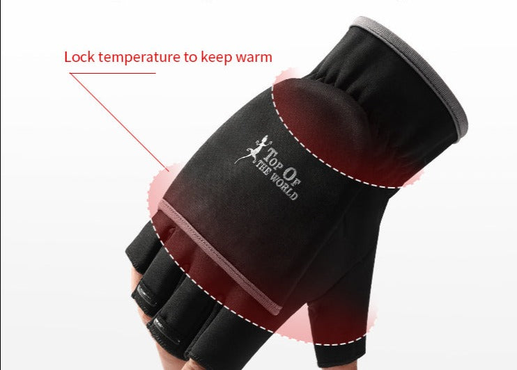 Waterproof Winter (Convertible Half Finger/Mittens) Fishing Gloves