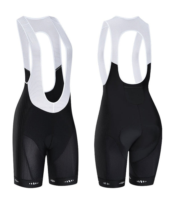 Breathable Back Cutout Women's Padded Cycling Bib Shorts With Pockets